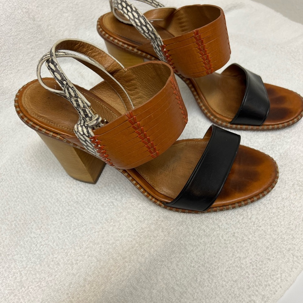 Coach Sevilla Boho Bohemian Block Heeled Strap Shoes Sz 9